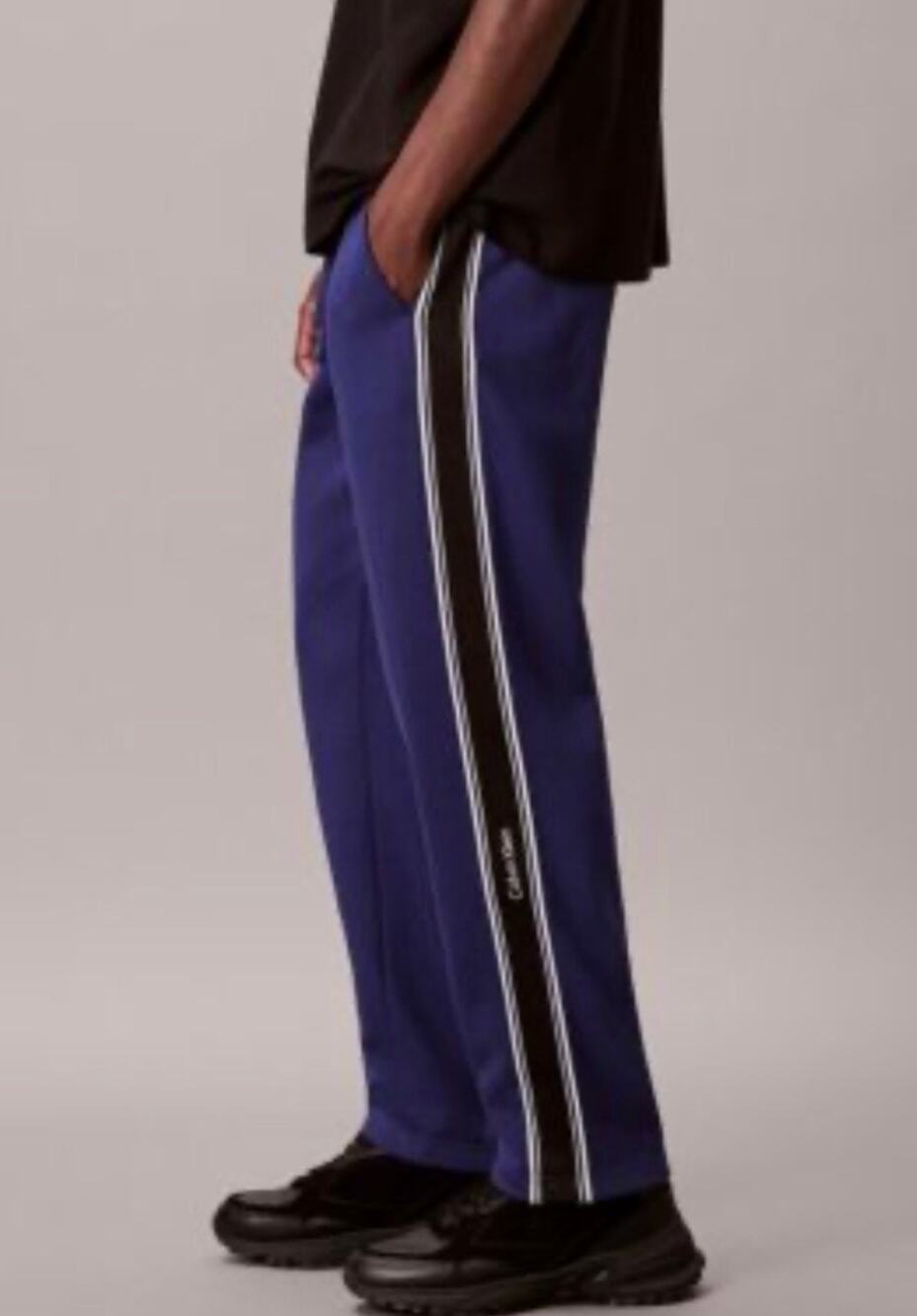 Calvin Klein Fleece Sweatpants Elastic Drawstring Waistband Black Blue Men's S